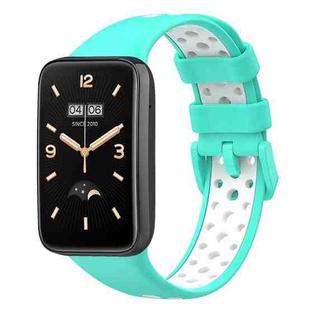 For Xiaomi Mi Band 7 Pro Breathable Sports TPU Watch Band(Cyan+White)