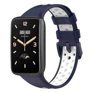 For Xiaomi Mi Band 7 Pro Breathable Sports TPU Watch Band(Dark Blue+White)