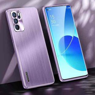 For OPPO Reno6 Pro 5G Brushed Texture Shockproof Phone Case(Light Purple)