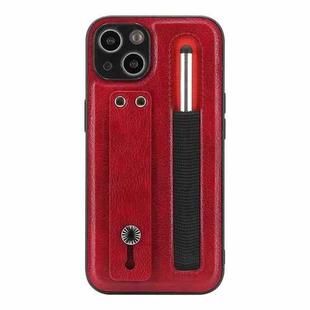 For iPhone 14 Plus Holder Phone Case with Touch Screen Pen (Red)