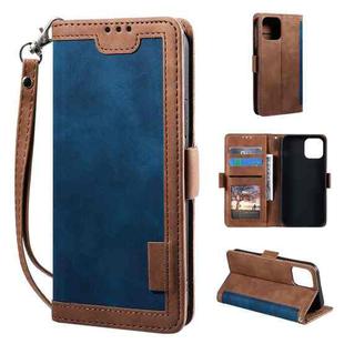 For iPhone 14 Plus Retro Splicing Leather Phone Case (Blue)
