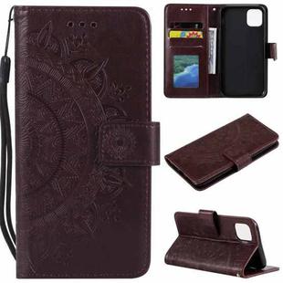 For iPhone 14 Pro Max Totem Flower Embossed Leather Case (Brown)