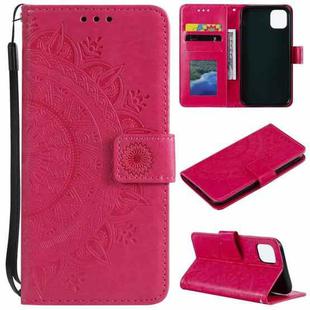 For iPhone 14 Plus Totem Flower Embossed Leather Case (Red)