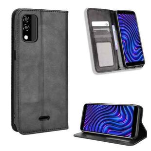 For BLU C5 Max 2022 Magnetic Buckle Retro Texture Leather Phone Case(Black)