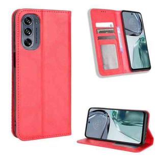 For Motorola Moto G62 5G Magnetic Buckle Retro Texture Leather Phone Case(Red)