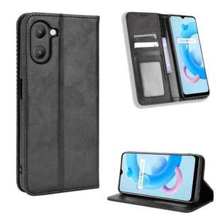 For Realme V20 5G Magnetic Buckle Retro Texture Leather Phone Case(Black)