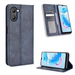 For Realme V20 5G Magnetic Buckle Retro Texture Leather Phone Case(Blue)