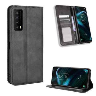 For TCL Stylus 5G Magnetic Buckle Retro Texture Leather Phone Case(Black)