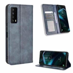 For TCL Stylus 5G Magnetic Buckle Retro Texture Leather Phone Case(Blue)