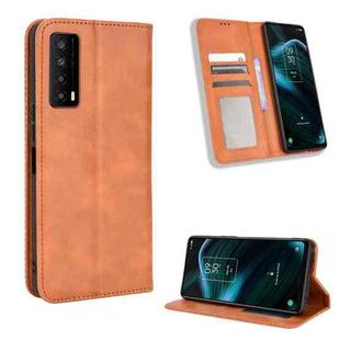 For TCL Stylus 5G Magnetic Buckle Retro Texture Leather Phone Case(Brown)