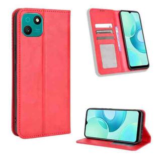 For Wiko T10 Magnetic Buckle Retro Texture Leather Phone Case(Red)