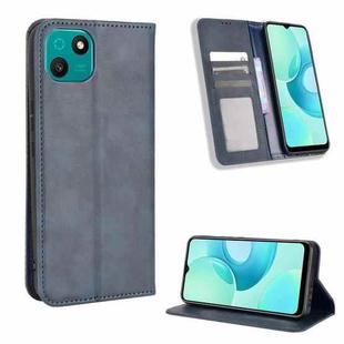 For Wiko T10 Magnetic Buckle Retro Texture Leather Phone Case(Blue)