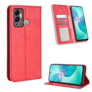 For Infinix Hot 12 Play Magnetic Buckle Retro Texture Leather Phone Case(Red)