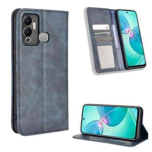 For Infinix Hot 12 Play Magnetic Buckle Retro Texture Leather Phone Case(Blue)