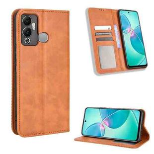 For Infinix Hot 12 Play Magnetic Buckle Retro Texture Leather Phone Case(Brown)