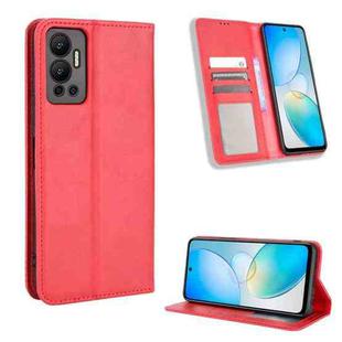 For Infinix Hot 12 Magnetic Buckle Retro Texture Leather Phone Case(Red)