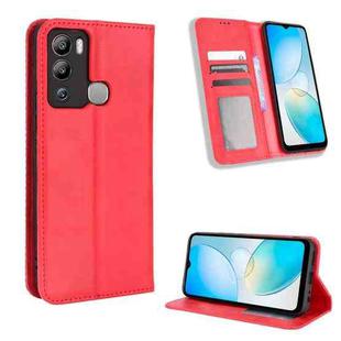 For Infinix Hot 12i Magnetic Buckle Retro Texture Leather Phone Case(Red)