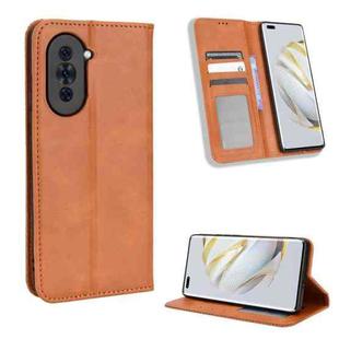 For Huawei nova 10 Magnetic Buckle Retro Texture Leather Phone Case(Brown)