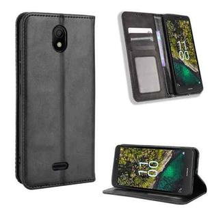 For Nokia C100 Magnetic Buckle Retro Texture Leather Phone Case(Black)