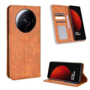 For Xiaomi 12S Ultra Magnetic Buckle Retro Texture Leather Phone Case(Brown)