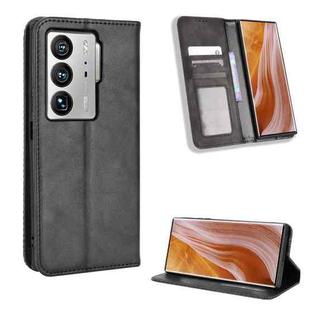 For ZTE Axon 40 Ultra Magnetic Buckle Retro Texture Leather Phone Case(Black)