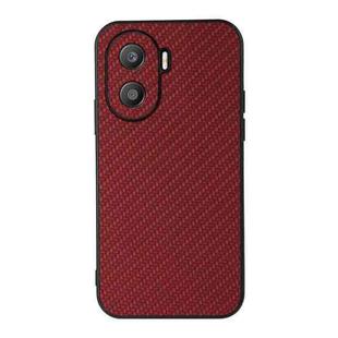 For Honor X40i Accurate Hole Carbon Fiber Texture PU Phone Case(Red)