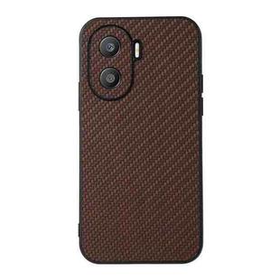 For Honor X40i Accurate Hole Carbon Fiber Texture PU Phone Case(Brown)