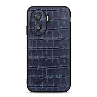 For Honor X40i Accurate Hole Crocodile Texture Genuine Leather Phone Case(Blue)