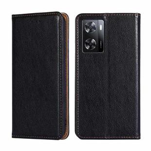 For OPPO A57 4G 2022 Gloss Oil Solid Color Magnetic Flip Leather Phone Case(Black)