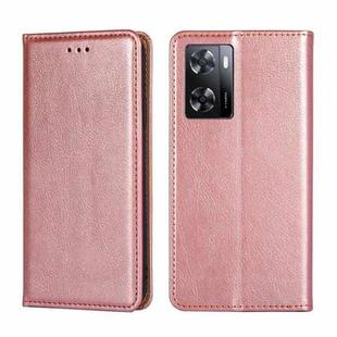 For OPPO A57 4G 2022 Gloss Oil Solid Color Magnetic Flip Leather Phone Case(Rose Gold)