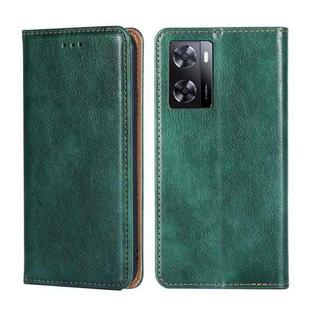 For OPPO A57 4G 2022 Gloss Oil Solid Color Magnetic Flip Leather Phone Case(Green)