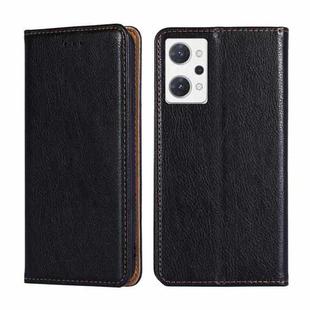 For OPPO Reno7 A JP Version Gloss Oil Solid Color Magnetic Flip Leather Phone Case(Black)