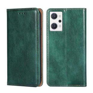 For OPPO Reno7 A JP Version Gloss Oil Solid Color Magnetic Flip Leather Phone Case(Green)