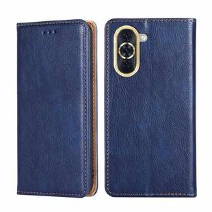 For Huawei nova 10 Gloss Oil Solid Color Magnetic Flip Leather Phone Case(Blue)