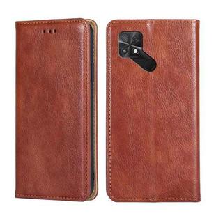 For Xiaomi Poco C40 Gloss Oil Solid Color Magnetic Flip Leather Phone Case(Brown)