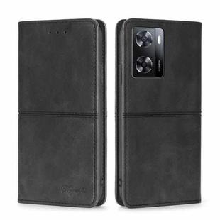 For OPPO A57 4G 2022 Cow Texture Magnetic Horizontal Flip Leather Phone Case(Black)