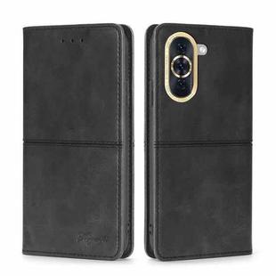 For Huawei Nova 10 Cow Texture Magnetic Horizontal Flip Leather Phone Case(Black)