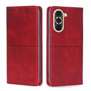 For Huawei Nova 10 Cow Texture Magnetic Horizontal Flip Leather Phone Case(Red)