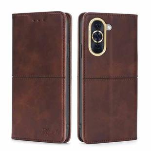 For Huawei Nova 10 Cow Texture Magnetic Horizontal Flip Leather Phone Case(Dark Brown)