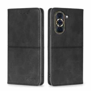 For Huawei Nova 10 Pro Cow Texture Magnetic Horizontal Flip Leather Phone Case(Black)