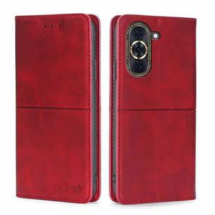 For Huawei Nova 10 Pro Cow Texture Magnetic Horizontal Flip Leather Phone Case(Red)