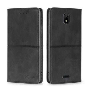 For Nokia C100 Cow Texture Magnetic Horizontal Flip Leather Phone Case(Black)