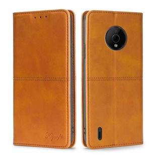 For Nokia C200 Cow Texture Magnetic Horizontal Flip Leather Phone Case(Light Brown)
