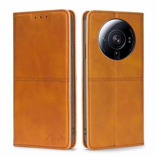 For Xiaomi 12S Ultra Cow Texture Magnetic Horizontal Flip Leather Phone Case(Light Brown)