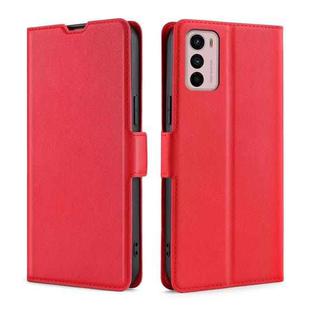 For Motorola Moto G42 4G Ultra-thin Voltage Side Buckle Horizontal Flip Leather Phone Case(Red)