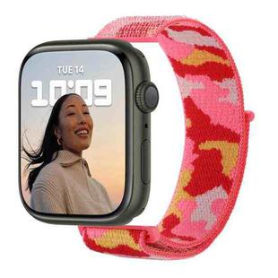 Nylon Loop Watch Band For  Apple Watch Ultra 49mm / Series 8&7 45mm / SE 2&6&SE&5&4 44mm / 3&2&1 42mm(Red Camouflage)