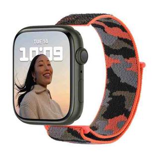 Nylon Loop Watch Band For Apple Watch Series 8&7 41mm / SE 2&6&SE&5&4 40mm / 3&2&1 38mm(Orange Camouflage)