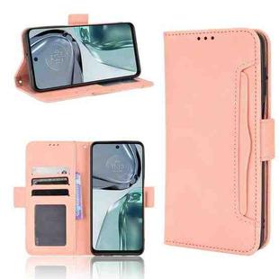 For Motorola Moto G62 5G Skin Feel Calf Texture Card Slots Leather Phone Case(Pink)