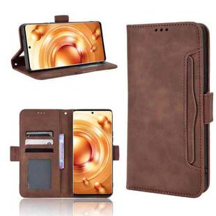 For vivo X80 Pro 5G Skin Feel Calf Texture Card Slots Leather Phone Case(Brown)