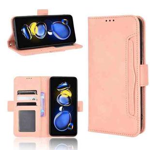 For Xiaomi Redmi Note 11T Pro 5G Skin Feel Calf Texture Card Slots Leather Phone Case(Pink)